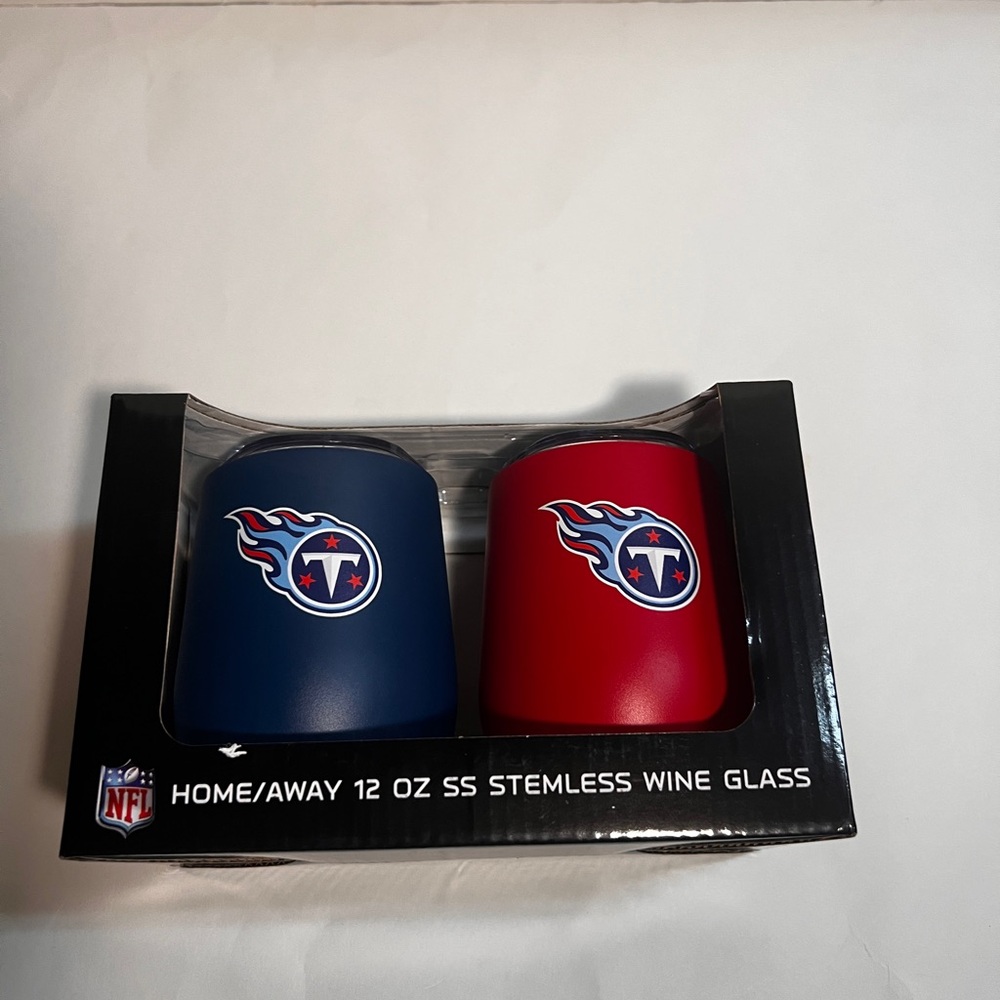 NFL Team Logo Stemless Wine Glass Set - Blue and Red